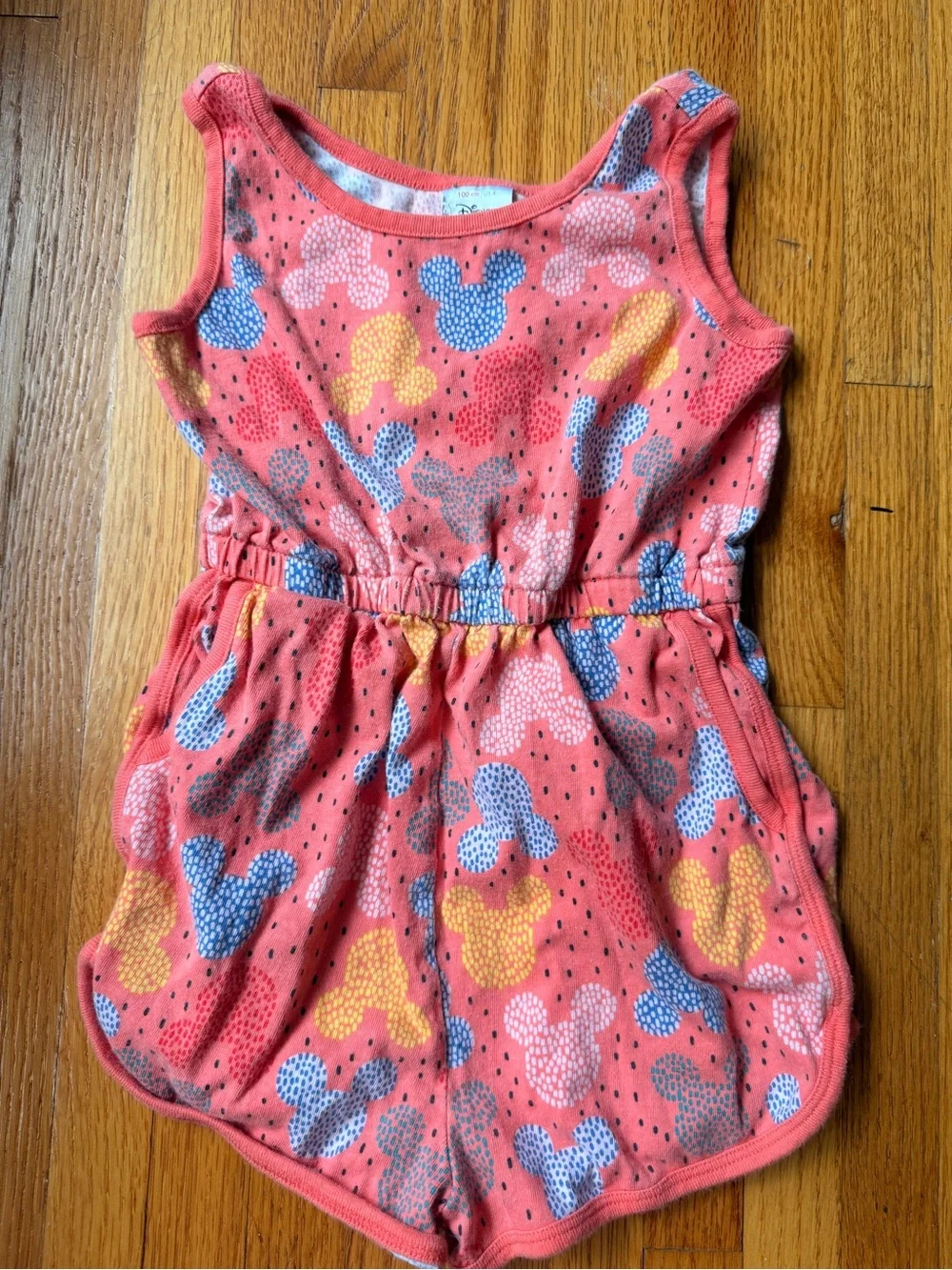 Hanna Andersson Disney Mickey Mouse Coral Romper